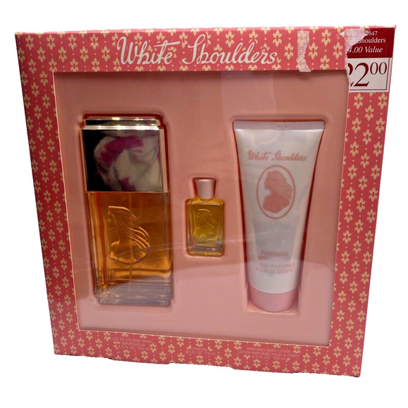 White Shoulders Perfume Gift Set Boxed NEW 4.5 Fl Oz Eau de Cologne Mini Lotion - Picture 2 of 9